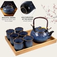 thumbnail image 4 of Kitchen Star 9 Piece Traditional Tea Serving  Set with Bamboo Serving Tray includes strainer, Colour Blue, 4 of 5
