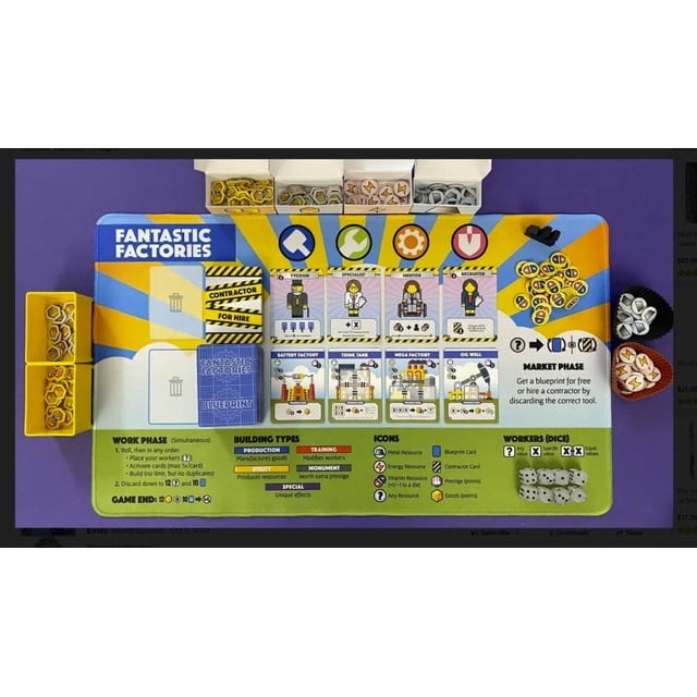 Deep Water Games Fantastic Factories El juego de mesa: Tapete de juego