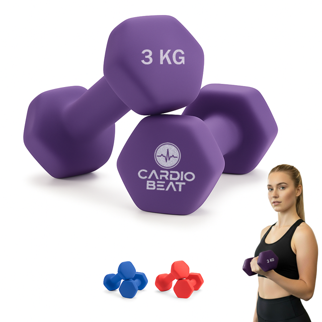 Par de Mancuernas 3 Kg de Neopreno Purpura Cardio Beat