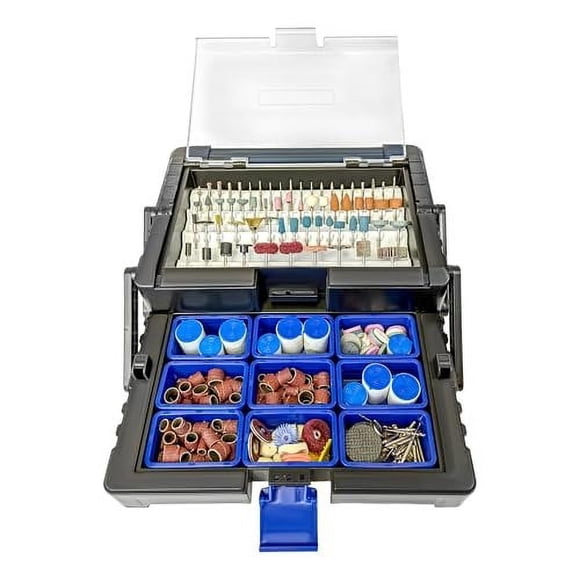 500pc Rotary Tool Accessories Attachments Kit in Cantilever Organizer Case Box Set