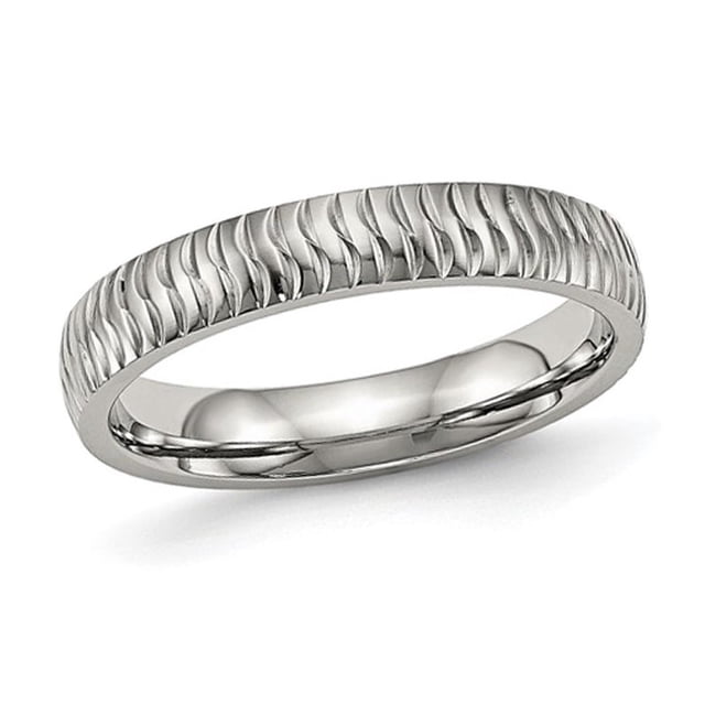 Bague Alliance Texturée en Acier Inoxydable pour Femmes Ou Hommes (4 mm)