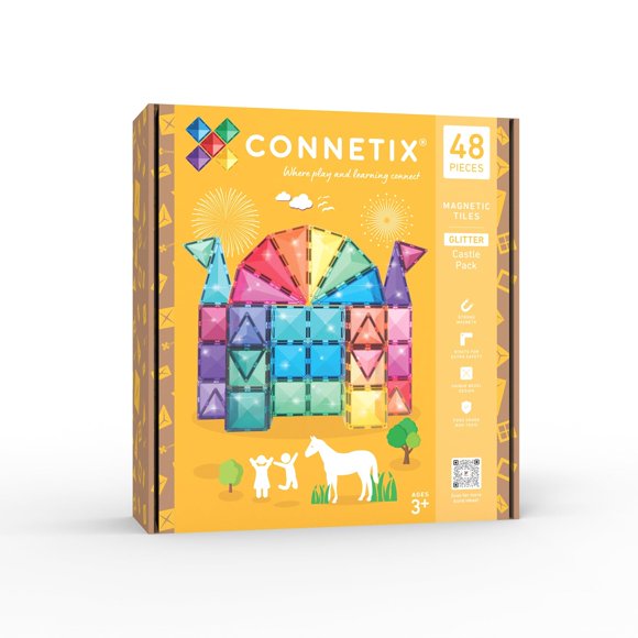 Bloques Magneticos CONNETIX Glitter Castle Pack 48 piezas con purpurina iridiscente