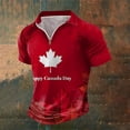 thumbnail image 1 of MEN'S SHIRT SHORT SLEEVE KNIT TOP WITH ZIPPER AND CANADIAN PATRIOTIC PRINT FOR OUTDOOR DAILY WEAR COMFORTABLE BREATHABLE IDEAL FOR SPRING SUMMER, 1 of 3