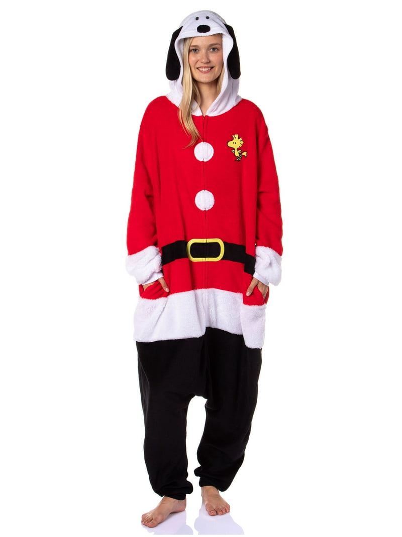 Peanuts Snoopy Christmas Mens' Hooded Union Suit Costume Sleep