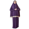 thumbnail image 2 of Women's Prayer Dress 2 Pieces Solid Color Plus Long Sleeve | One-Size | Hijab Abaya Suit, 2 of 4