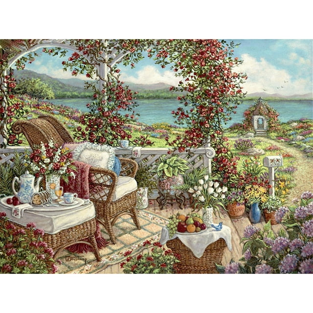 Pintura de diamante (DE1598) 5D DIY Garden Full Round Handwork Mosaic Art Wall Picture 50x70cm Hugtrwg Para estrenar
