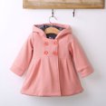 thumbnail image 2 of ITFABS Manteau en Coton Uni pour Bébés Filles, Coupe-Vent à Col Rond avec Capuche, 2 of 5