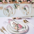 thumbnail image 3 of Easter Bunny Roses Cloth Napkins, Pink Floral Spring Botanical Washable and Reusable Dinner Napkins Set of 8, Table Napkin for Kitchen Party Birthday Wedding Hotel Housewarming 20"x20", 3 of 9