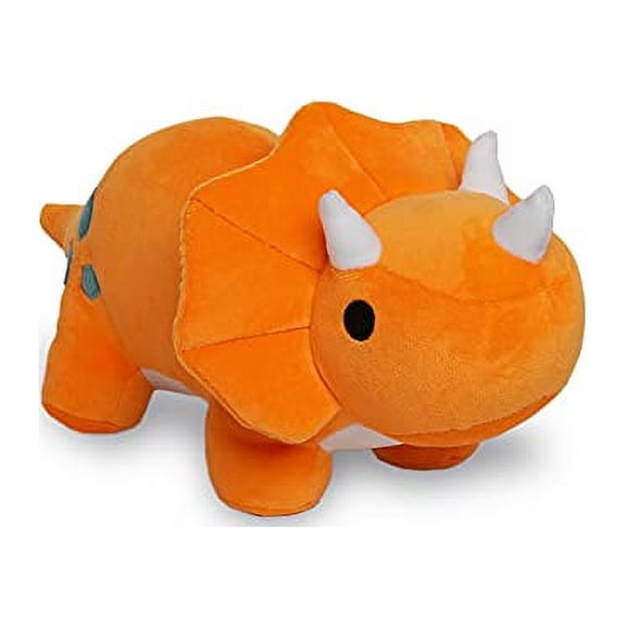 Avocatt Orange Dinosaur Triceratops Plushie - 10 Inches Stuffed Animal Plush Dino - Plushy and Squishy Dinosaur with Soft Fabric and Stuffing - Cute Toy Gift for Boys and Girls