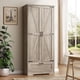 thumbnail image 1 of Kitchen Pantry Storage Cabinet with Barn Doors, Drawer and Adjustable Shelves, 4-Tier Tall Rustic Wood Cupboard Locker for Kitchen, Dining Room, Living Room, Bathroom, (Rustic Grey), 1 of 9