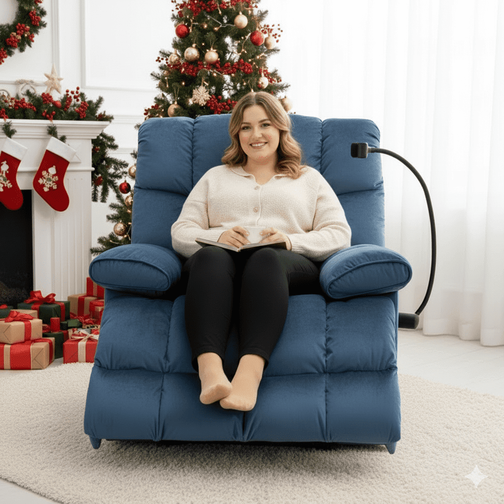 Oversized Recliner Chair Manual Reclining 90°-150° Living Room Velvet Wide Seat Heavy Duty Lounge Velvet Chair Manual Recliner Chair for Adults, 400LBS Capacity