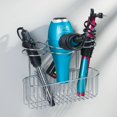 thumbnail image 2 of mDesign Steel Bathroom Wall Mounted Hair Tool Storage Organizer Accessory Basket Tray, Hang Holder for Hair Dryer, Straightener, Curling Iron, Styling Products, Chrome, 2 of 7