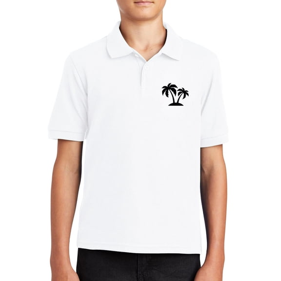 Boys And Girls New Coconut Tree Shirt 2D Personalized Printing Lapel Short Sleeves For Middle And Large Children Breathable Comfortable And Casual