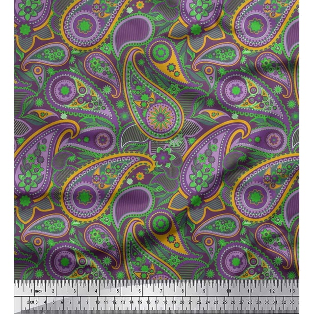 Soimoi Rayon Fabric Floral & Paisley Printed Fabric 1 Yard 56 Inch Wide