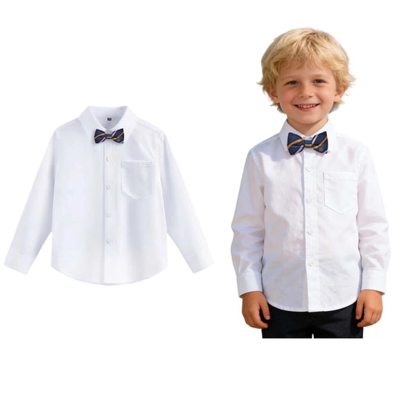 Girls Button Down Shirts Boys Formal Shirt Long Sleeve Navy Shirt School Clothes 11-12 Years