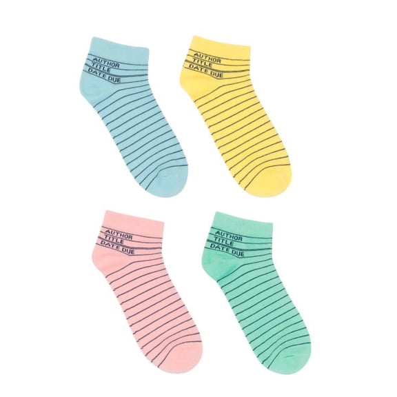 Library Card Ankle Socks - Large