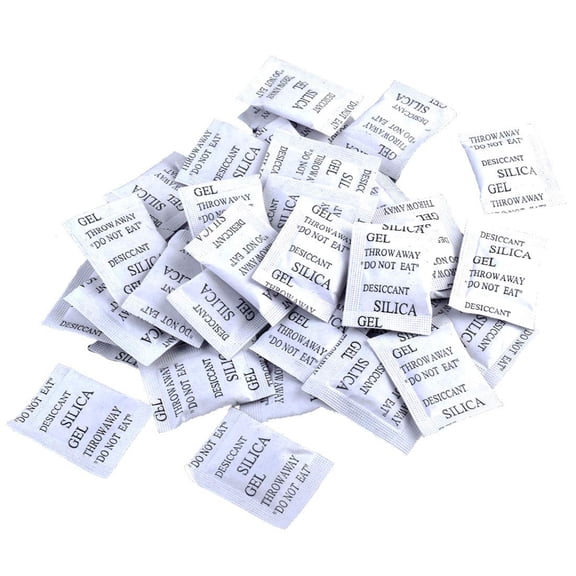 Silica Gel Desiccant Packets 1g 100 Pack Eco-Friendly Moisture Absorber Dehumidifier Packs for Shoes Clothes Closet Camera Lens Electronics Jewelry Food Storage Document Safes Box Case