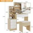 thumbnail image 4 of Vanity Desk with Sliding Mirror and Lights, Makeup Vanity Set with Power Outlet, 4 Drawers, Stool, Makeup Dressing Table for Bedroom, 4 of 7