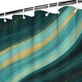 thumbnail image 3 of Teal Gold Marble Wave Pattern Shower Curtain 36"x72" ,Bathroom Decorative Shower Curtains Set with 12 Hooks,Modern Waterproof Washable Shower Curtain, 3 of 6