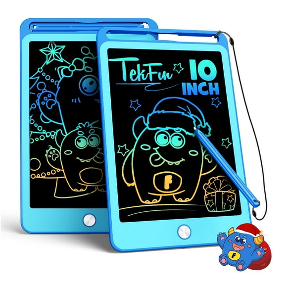 Tableta de escritura LCD TEKFUN de 10 pulgadas azul+azul para niños de 3 a 12 años