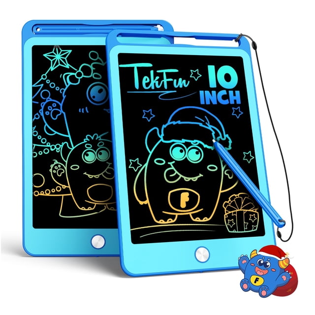 Tableta de escritura LCD TEKFUN de 10 pulgadas azul+azul para niños de 3 a 12 años