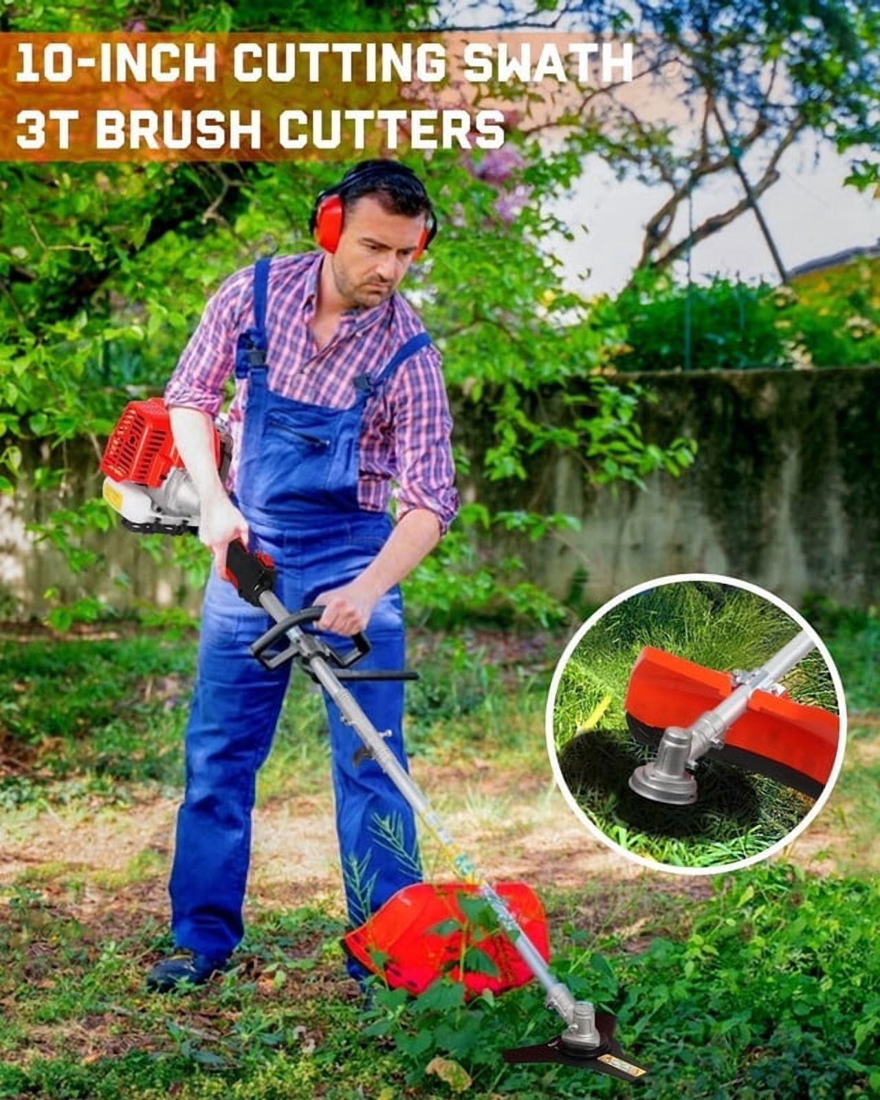 5 in 1 Gas Weed Eater, 52cc 2-Cycle Grass Trimmer & Hedge Trimmer, Brush Cutter, Weed Wacker Gas Powe, Pole Saw with Extension Pole, String Trimmer for Home, Garden, Lawn Care