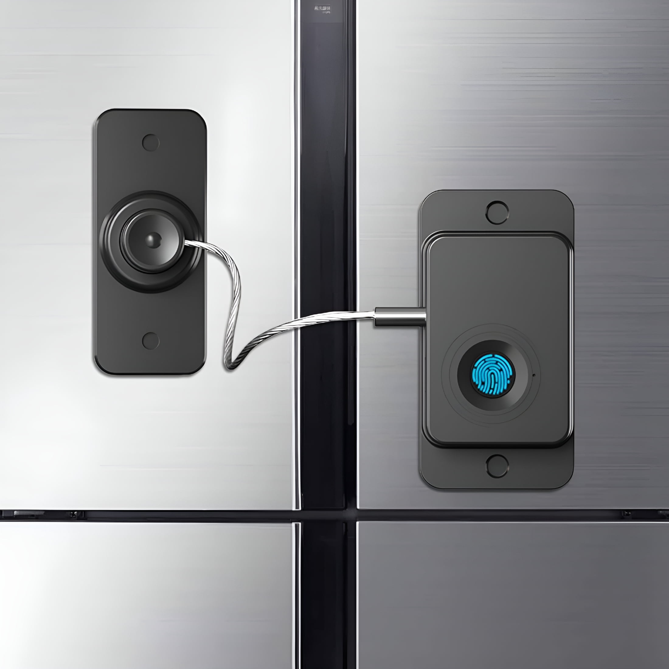 ZHZFKQ 2026 New Fingerprint Fridge Lock(2 Pack),Refrigerator Lock with Fingerprint,For Fridge,Cabinet Locks,Drawers,Dishwasher,Toilet and Cabinet Locks Baby Proofing,Adhesive No Drilling(Black)