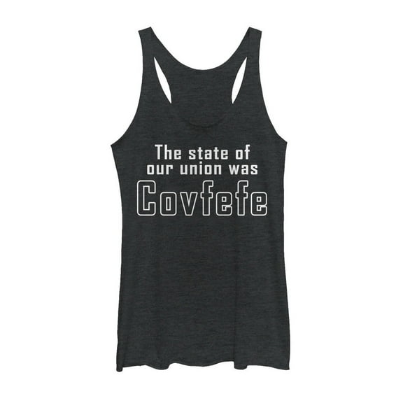 Women's Lost Gods State of Covfefe Racerback Tank Top Black Heather Large