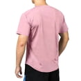thumbnail image 3 of Men's Casual Sports Fitness Training Running V-Neck T-Shirt Breathable Lightweight Fabric All-Season Active Basic Tees,Pink,S, 3 of 3