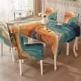 thumbnail image 2 of TSOVTHRID Green Golden Marble Print Table Cloth and Chair Covers Set 5-Piece Spandex Stretch Fit Tablecloth and Chair Slipcovers for Dining Room Kitchen Home Party Decor, 2 of 7
