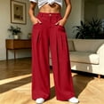 thumbnail image 2 of Edvintorg Women's Casual Pants Elastic Waisted Loose Wide Leg Lightweight Trouser with Pockets Women Clothing Red L, 2 of 7
