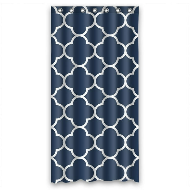 GCKG Classic Navy Blue Quatrefoil Waterproof Polyester Shower Curtain