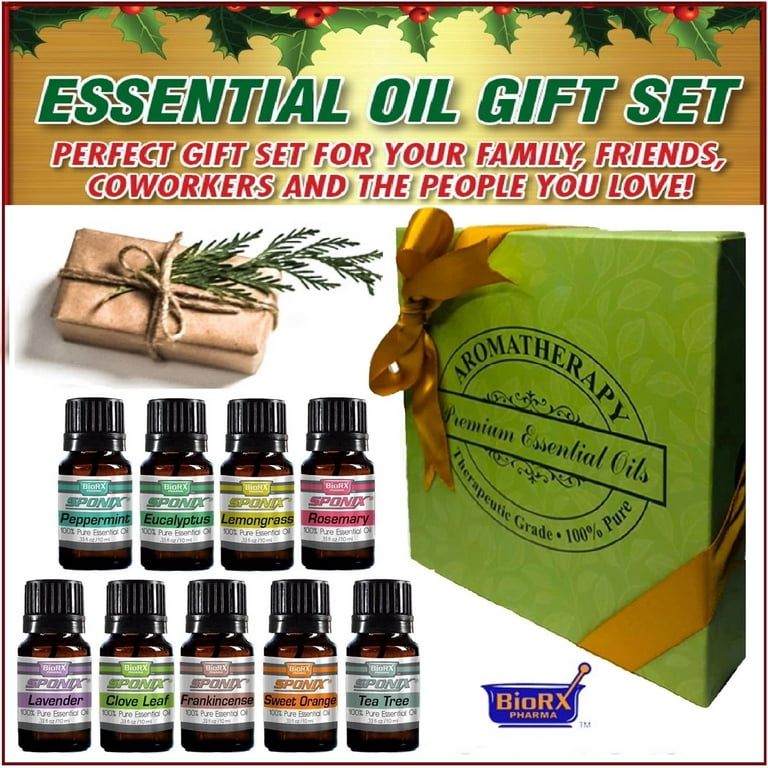 Cliganic Organic Aromatherapy Essential Oils Gift Set (Top 8), 100% Pure -  Peppermint, Lavender, Eucalyptus, Tea Tree, Lemongrass, Rosemary