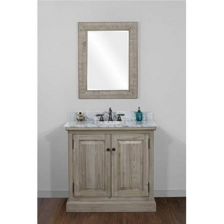 Infurniture  Rustic-style Driftwood 36-inch Single-sink Bathroom Vanity with Carrera White Marble Top
