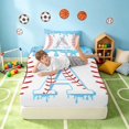 thumbnail image 3 of Manfei Cute Baseball Twin Fitted Sheet, Cartoon Personalized Initial ABedding, Light Blue A 2pcs, 1 Fitted Sheet and 1 Pillowcase, 3 of 6
