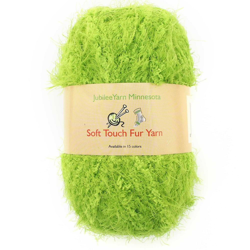 JubileeYarn Soft Touch Fuzzy Fur Yarn 74yd/skein Lime Green 2