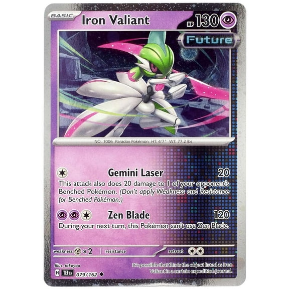 Pokemon Scarlet & Violet Temporal Forces Uncommon Iron Valiant #79 (Cosmos Holo)