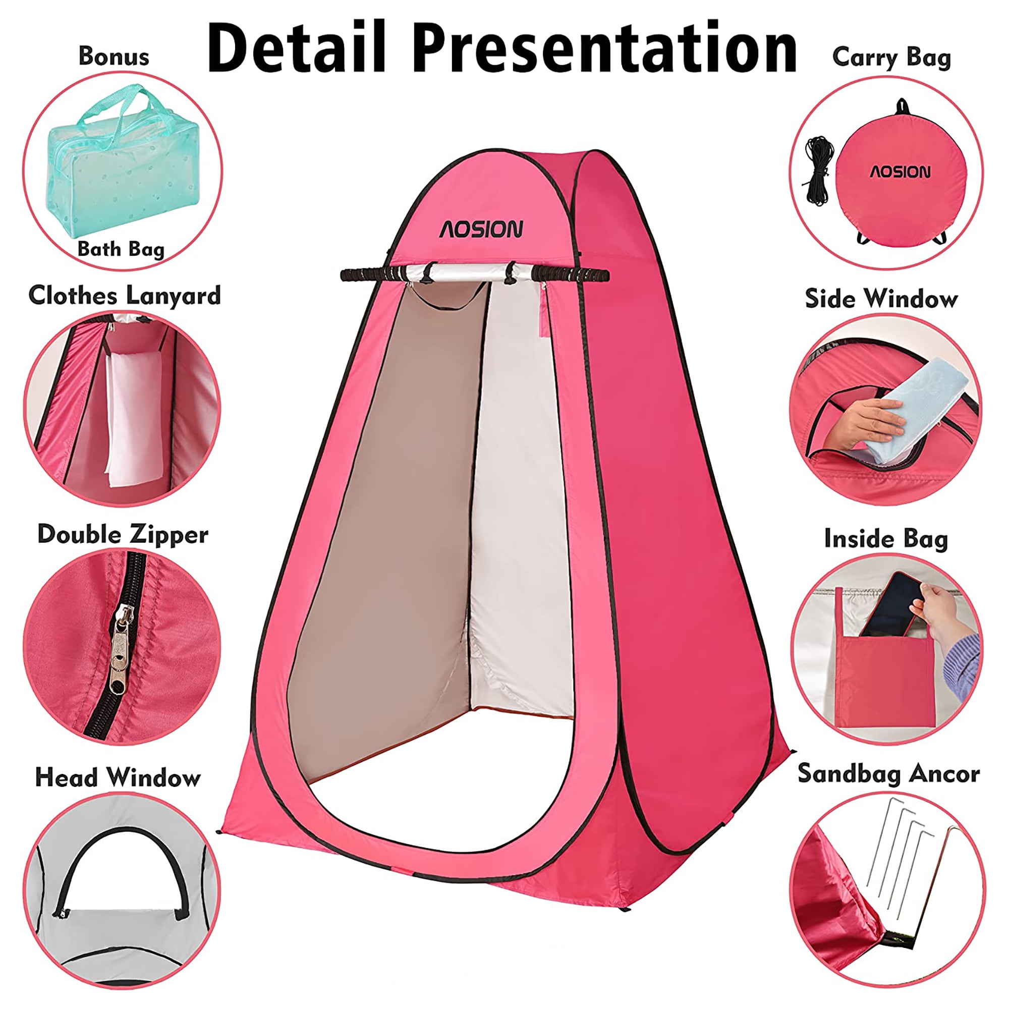 Pop Up Shower Camping Tent, Outdoor Privacy Camp Toilet Tent, Portable