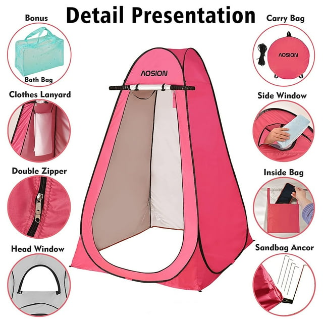 Pop Up Shower Camping Tent, Outdoor Privacy Camp Toilet Tent, Portable