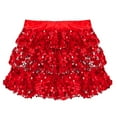 thumbnail image 5 of iixpin Kids Girls 2 Piece Jazz Latin Salsa Cha Cha Ballroom Performance Outfits Sequin Crop Top with Skirt Set Red 16, 5 of 7