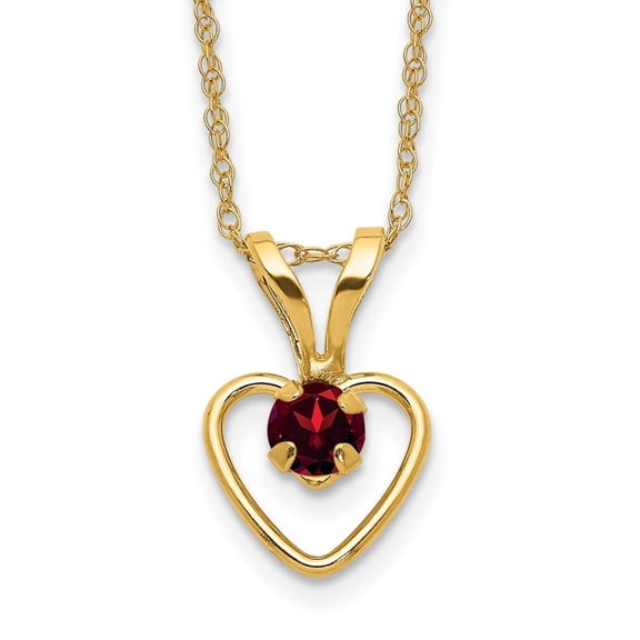 Primal Gold 14 Karat Yellow Gold 3mm Garnet Heart Birthstone Necklace