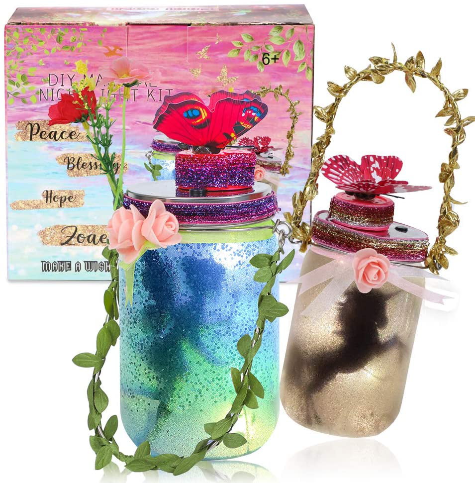 2 Music DIY Fairy and Unicorn Mason Jar Lantern Kit for Kids Arts and Crafts Musical Fairy Night Light Garden Decor