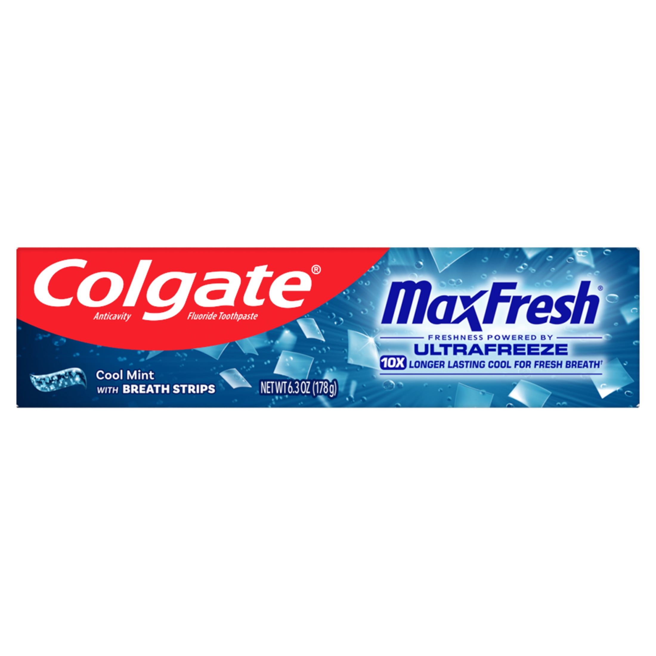 (2 pack) Colgate Max Fresh with Whitening Toothpaste with Mini Breath Strips, Cool Mint Toothpaste for Bad Breath, 6.3 Oz Tube