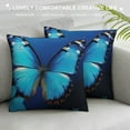 thumbnail image 3 of Creowell  Beautiful Blue Butterfly Print Throw Pillow Cover Square Soft Cushion Cover Throw Pillow Case for Home Decor Living Room Bed Couch Car, 3 of 5