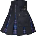 thumbnail image 1 of Men's Cotton Utility Kilt With Box Pleats Tartan Design Adjustable Waist Deep Pockets, 1 of 5