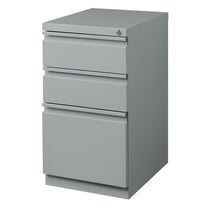 Pemberly Row 20"D Mobile Pedestal Filing Cabinet 3-Drawer Box/Box/File - Silver
