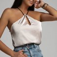 thumbnail image 5 of Sngxgn Women's Basic Solid Deep V Neck Spaghetti Double Layer Crop Tank Tops Casual Shirts(Beige,XL), 5 of 5