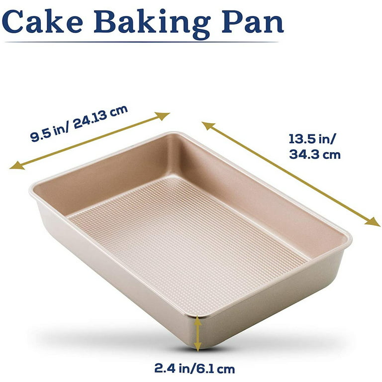 Lyellfe 3 Pack Rectangle Baking Pan, Non-Stick Cake Pans for Oven, 13 x 9  Inch Deep Cookie Sheet Tray for Brownie Lasagna Casserole Bread, BPA Free