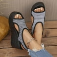 thumbnail image 3 of THDHVS Wedge Sandals for Women,Womens Sandals,Women's Fashion Casual One-Line Buckle Spring and Summer Wedge Heel Thick-Soled Sandals Black 8, 3 of 7
