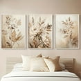 thumbnail image 3 of [3pcs Botanical Oil Painting] 3pcs Beige Floral Wall Art | Botanical Oil Painting Print for Apartment Living Room Decor | Floral Canvas Poster Home Gifts, 3 of 4